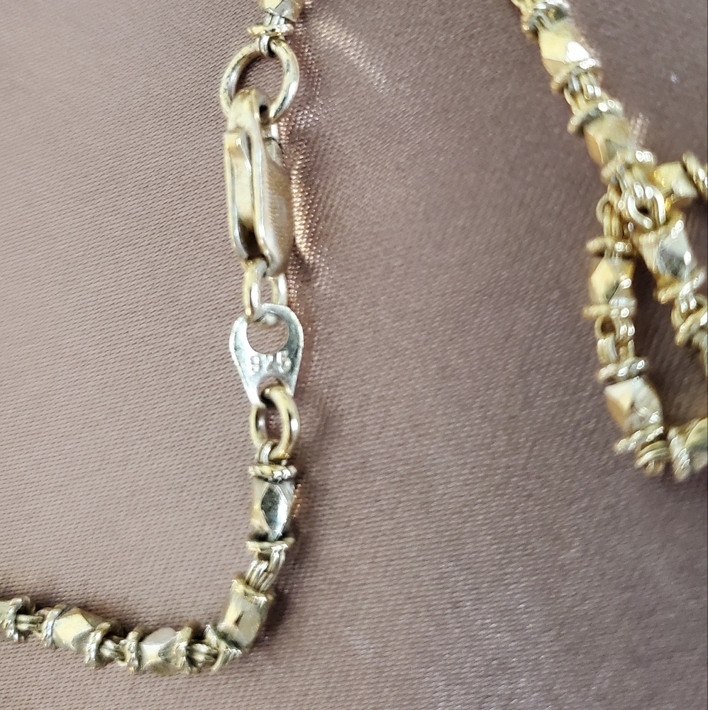 Vintage Gold Plated Sterling Silver Necklace View 6
